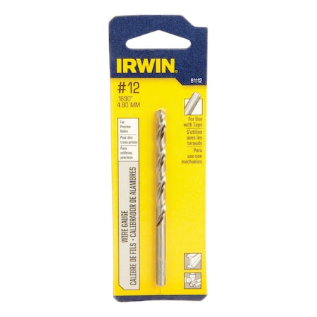 Irwin Irwin No 12 X 3-1/2 in. L High Speed Steel Wire Gauge Bit Straight Shank 1 pc 81112
